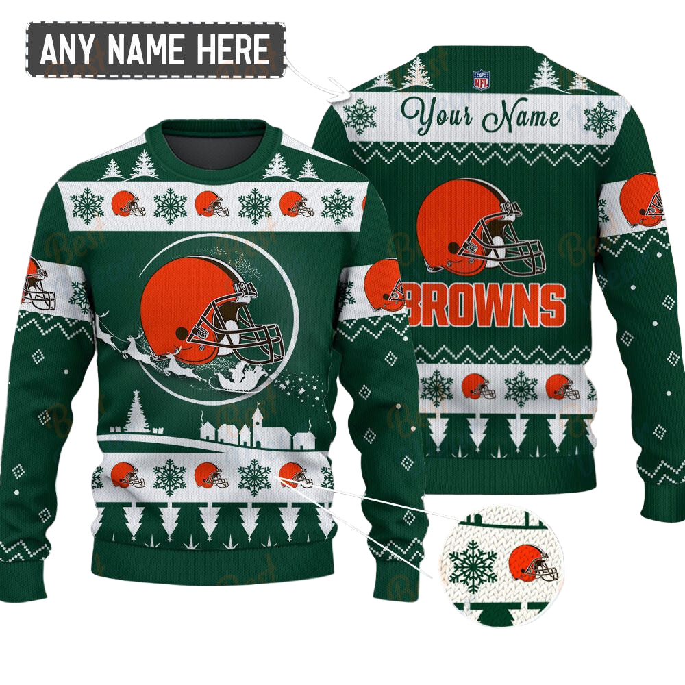 Cleveland Browns NFL Ugly Christmas Sweater - Name Customized - Image 2