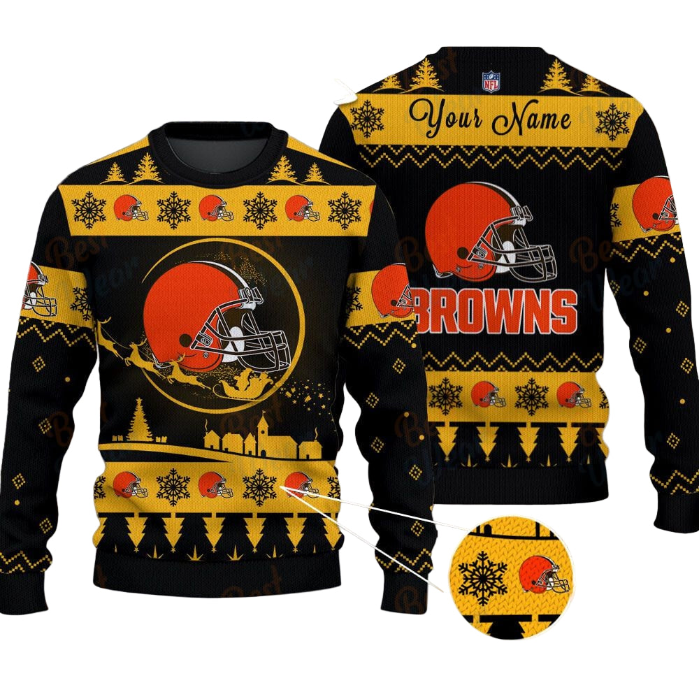 Cleveland Browns NFL Ugly Christmas Sweater - Name Customized