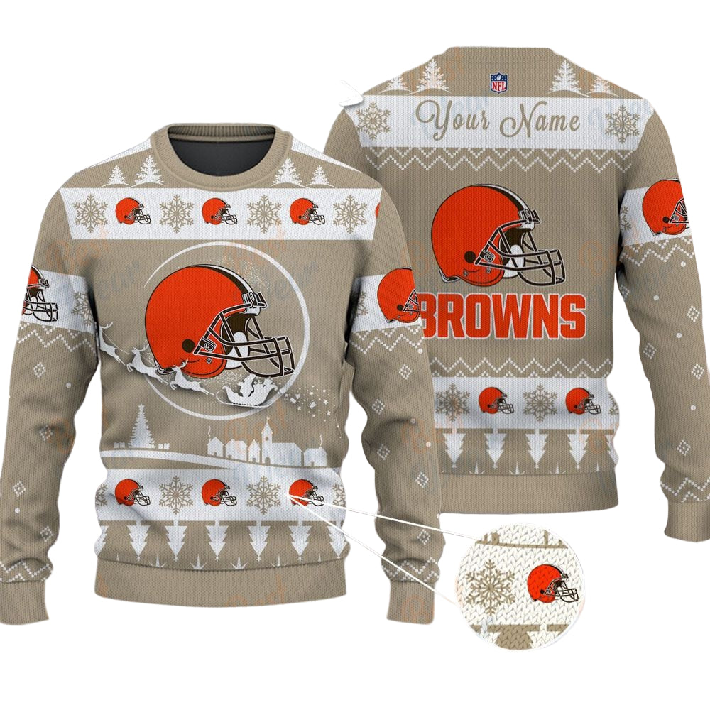 Cleveland Browns NFL Ugly Christmas Sweater - Name Customized