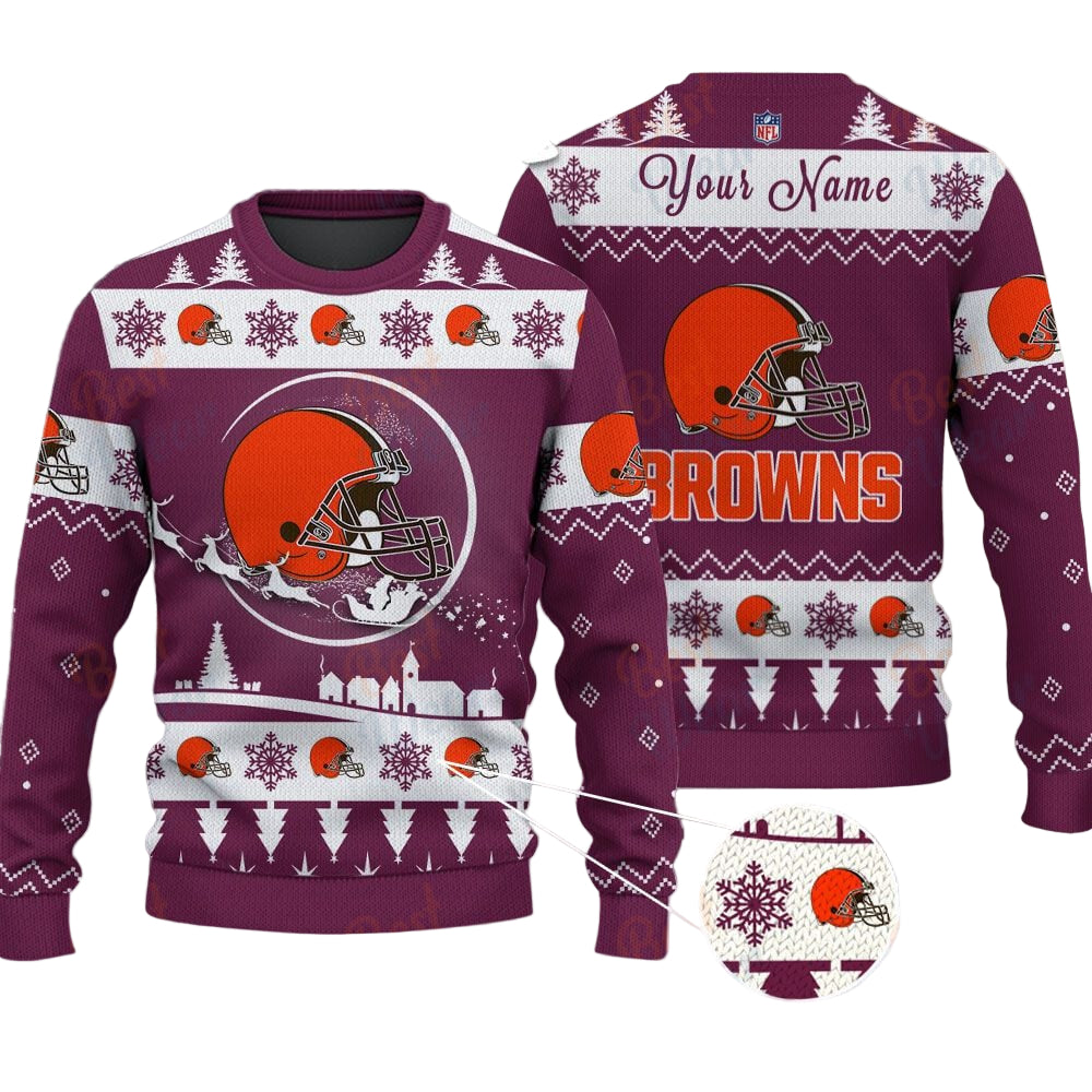 Cleveland Browns NFL Ugly Christmas Sweater - Name Customized - Image 2