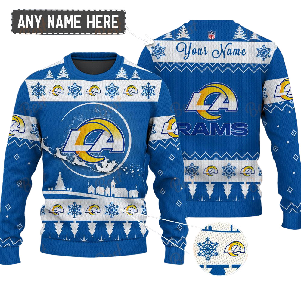 Los Angeles Rams NFL Ugly Christmas Sweater - Name Customized