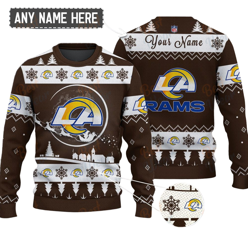 Los Angeles Rams NFL Ugly Christmas Sweater - Name Customized - Image 2