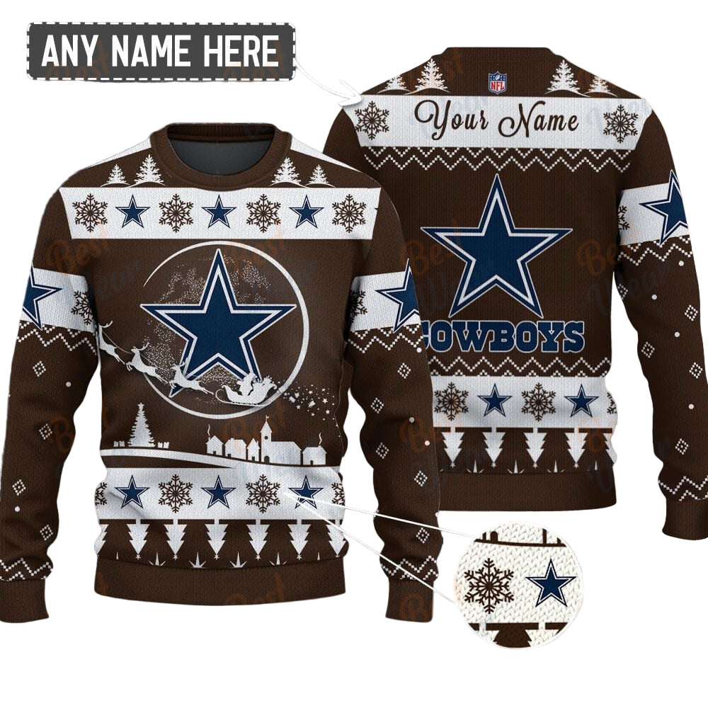 Dallas Cowboys NFL Ugly Christmas Sweater - Name Customized - Image 2
