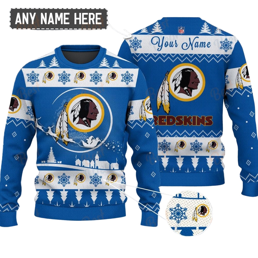 Washington Redskins NFL Ugly Christmas Sweater - Name Customized