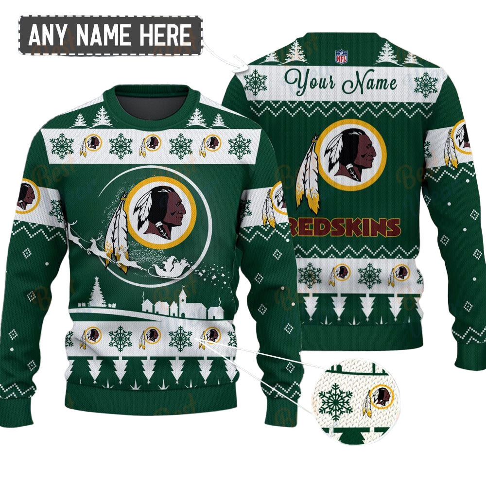 Washington Redskins NFL Ugly Christmas Sweater - Name Customized - Image 2