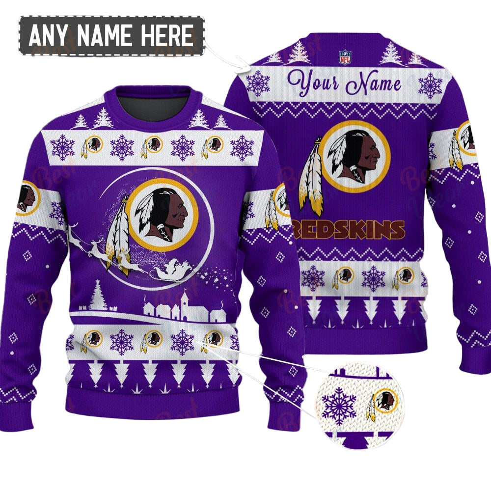 Washington Redskins NFL Ugly Christmas Sweater - Name Customized