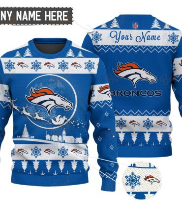 Denver Broncos NFL Ugly Christmas Sweater - Name Customized