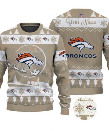 Denver Broncos NFL Ugly Christmas Sweater - Name Customized