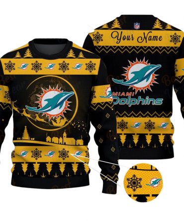 Miami Dolphins NFL Ugly Christmas Sweater - Name Customized