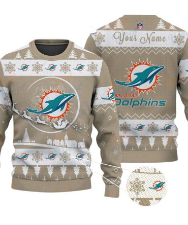 Miami Dolphins NFL Ugly Christmas Sweater - Name Customized