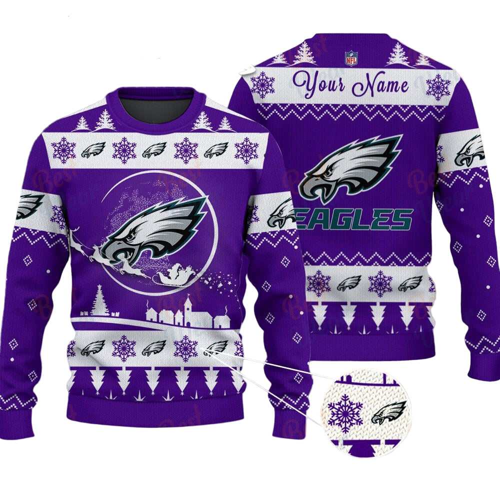 Philadelphia Eagles NFL Ugly Christmas Sweater - Name Customized