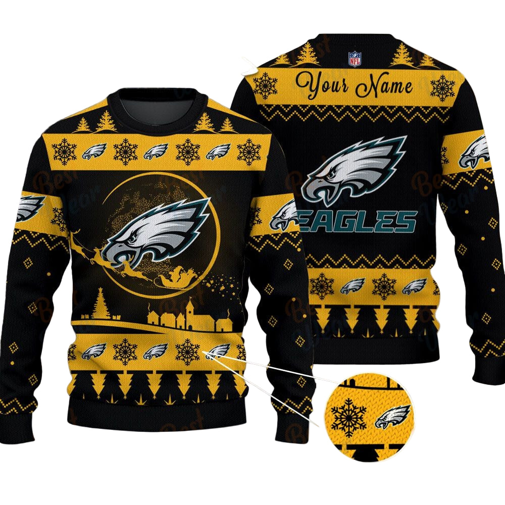 Philadelphia Eagles NFL Ugly Christmas Sweater - Name Customized - Image 2
