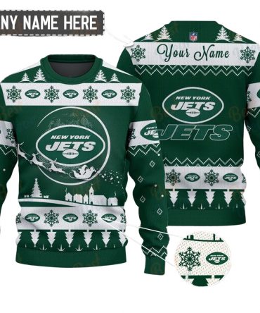 New York Jets NFL Ugly Christmas Sweater - Name Customized