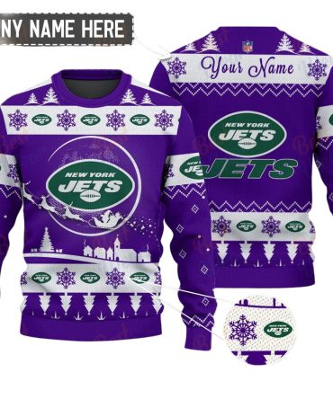 New York Jets NFL Ugly Christmas Sweater - Name Customized