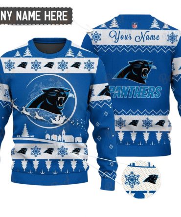 Carolina Panthers NFL Ugly Christmas Sweater - Name Customized