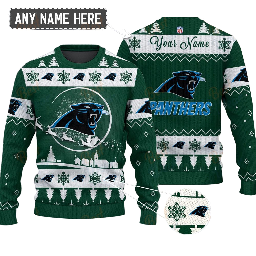 Carolina Panthers NFL Ugly Christmas Sweater - Name Customized - Image 2