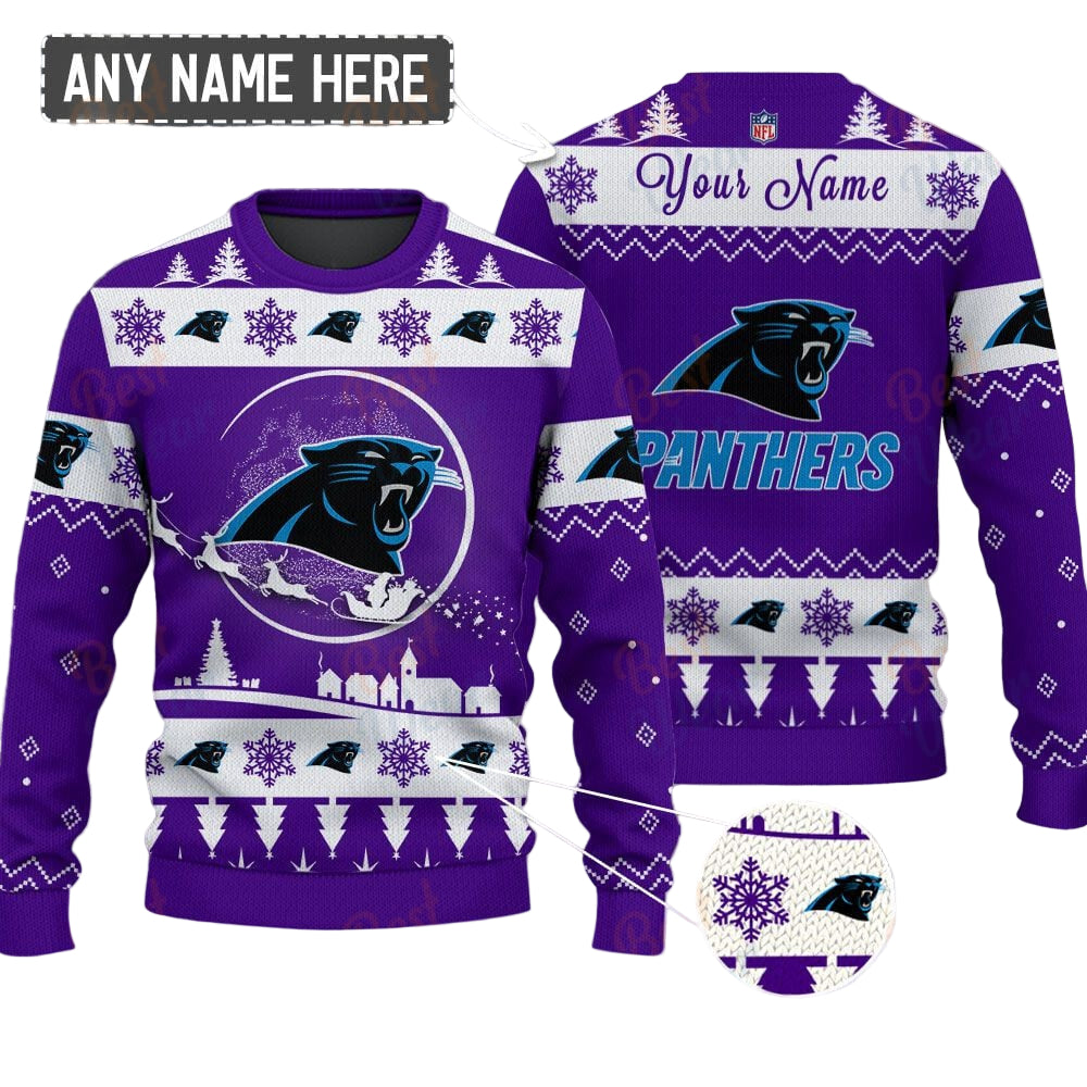 Carolina Panthers NFL Ugly Christmas Sweater - Name Customized