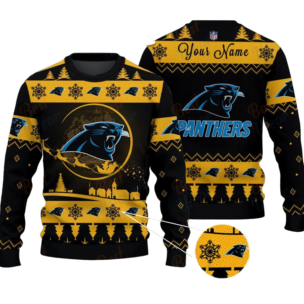 Carolina Panthers NFL Ugly Christmas Sweater - Name Customized - Image 2