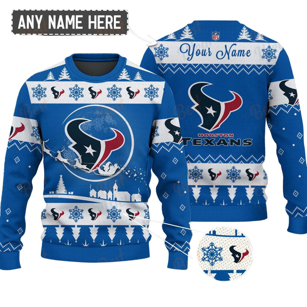 Houston Texans NFL Ugly Christmas Sweater - Name Customized