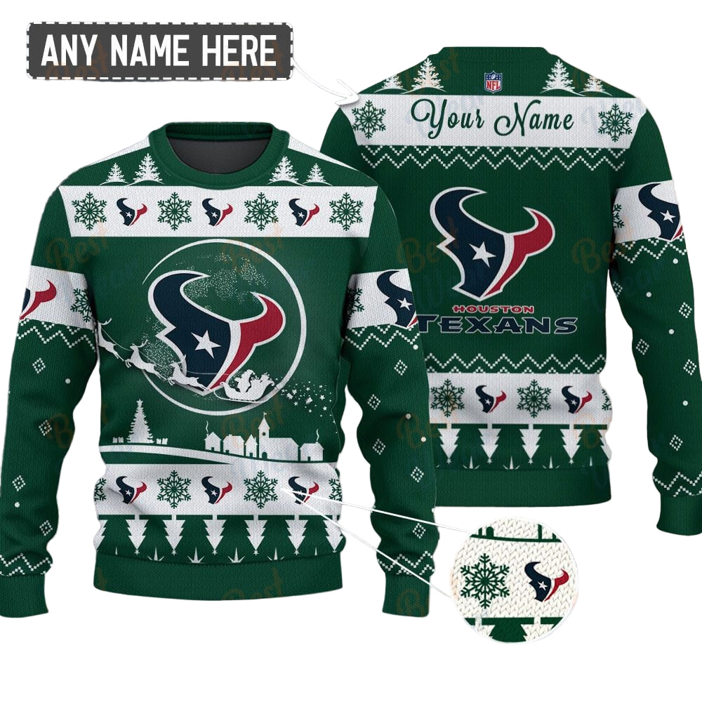 Houston Texans NFL Ugly Christmas Sweater - Name Customized - Image 2