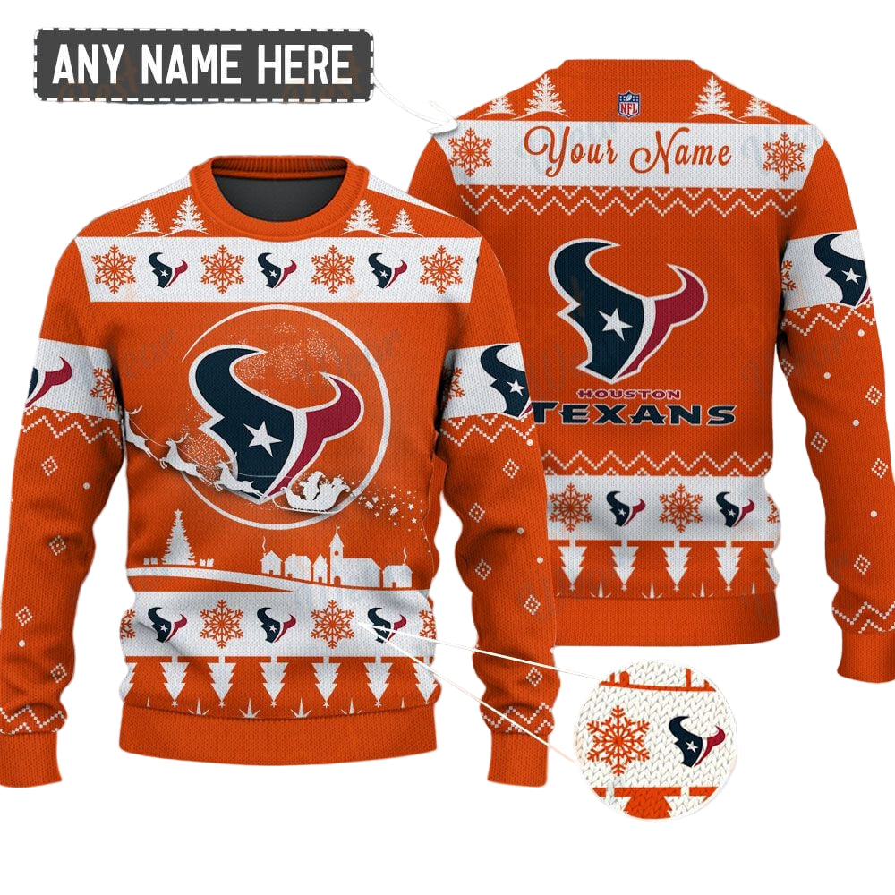 Houston Texans NFL Ugly Christmas Sweater - Name Customized