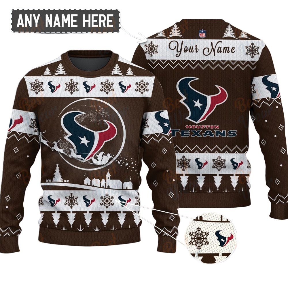 Houston Texans NFL Ugly Christmas Sweater - Name Customized - Image 2