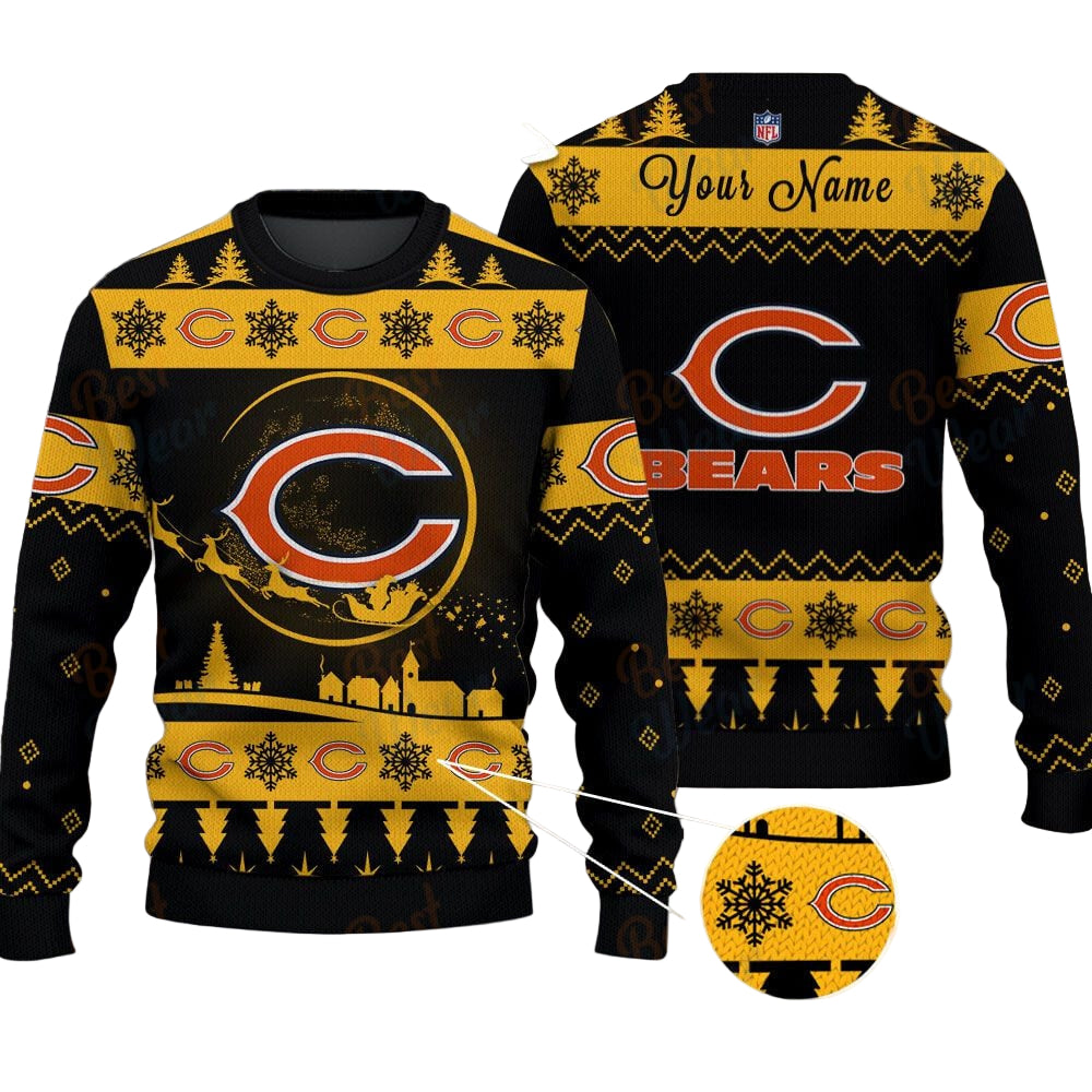 Chicago Bears NFL Ugly Christmas Sweater - Name Customized