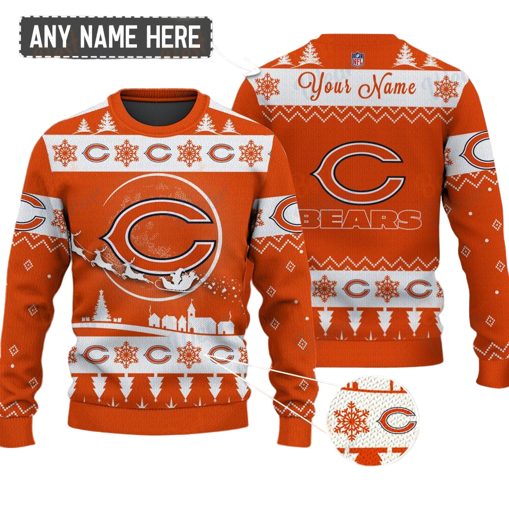 Chicago Bears NFL Ugly Christmas Sweater - Name Customized