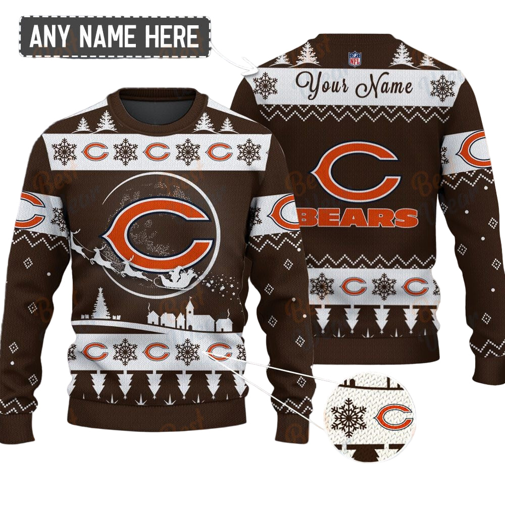 Chicago Bears NFL Ugly Christmas Sweater - Name Customized - Image 2