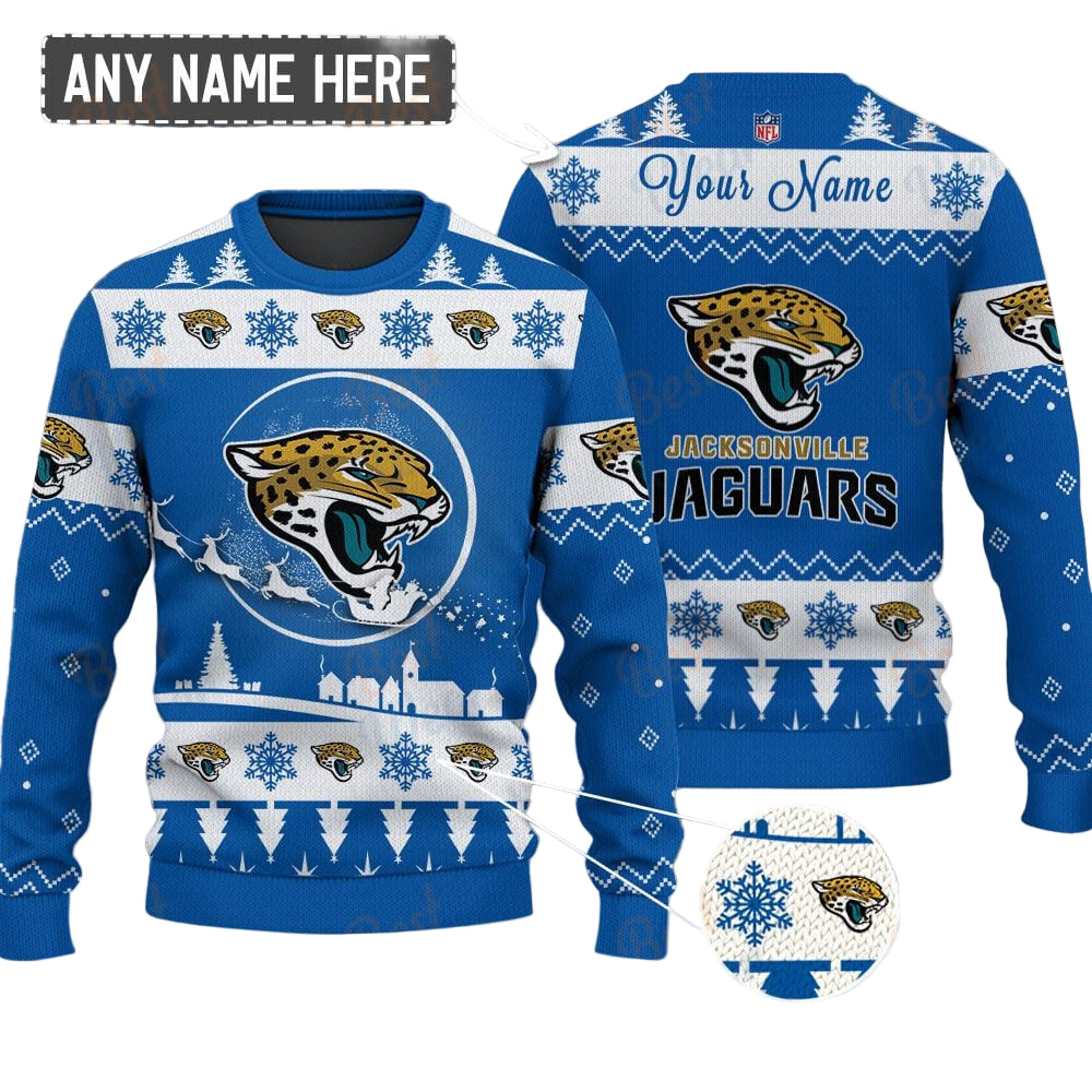 Jacksonville Jaguars NFL Ugly Christmas Sweater - Name Customized