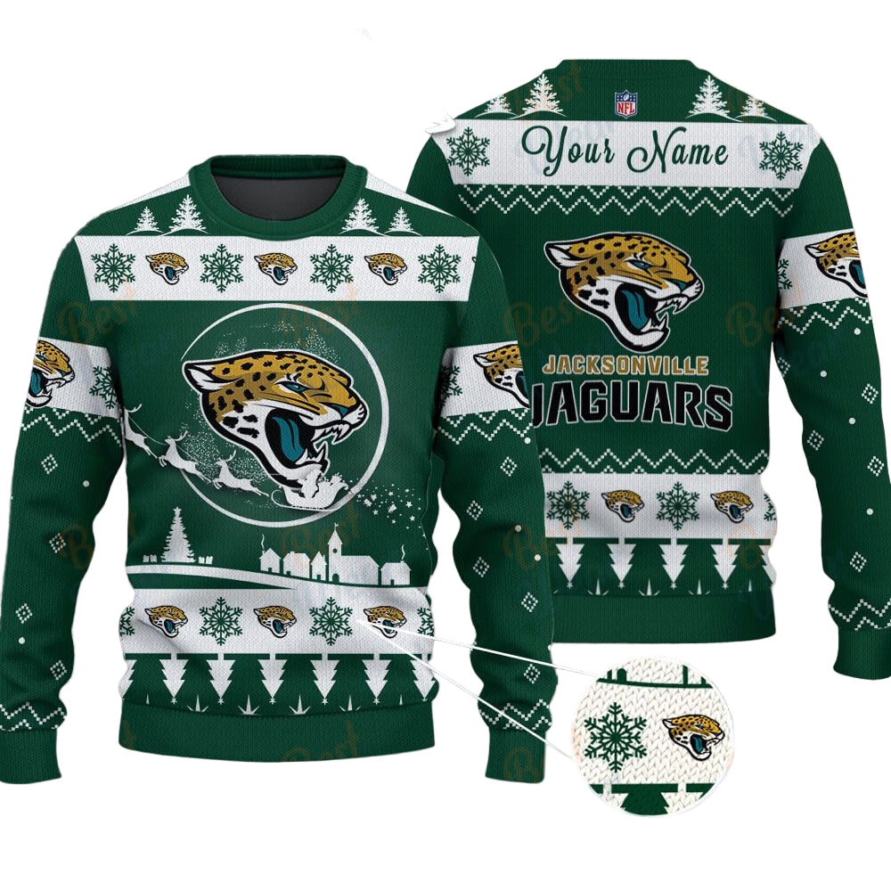 Jacksonville Jaguars NFL Ugly Christmas Sweater - Name Customized - Image 2