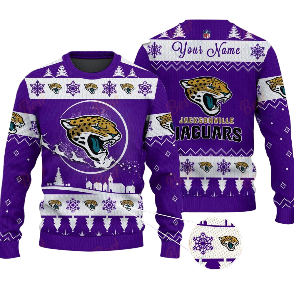 Jacksonville Jaguars NFL Ugly Christmas Sweater - Name Customized - Image 2