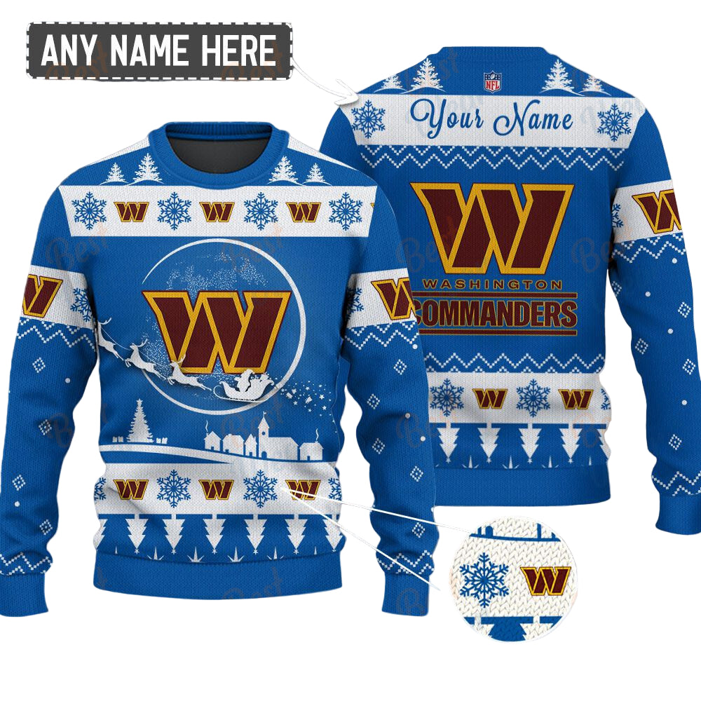 Washington Commanders NFL Ugly Christmas Sweater - Name Customized