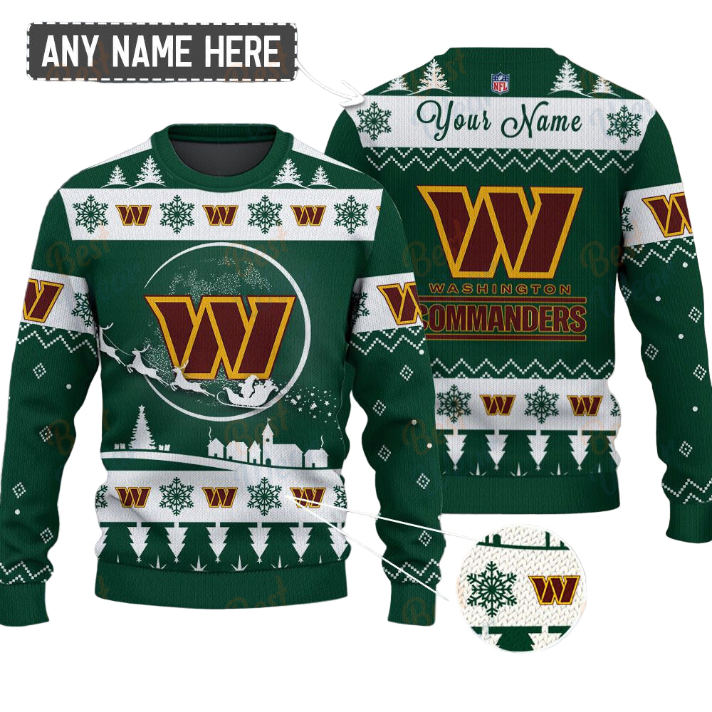 Washington Commanders NFL Ugly Christmas Sweater - Name Customized - Image 2