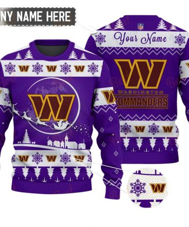 Washington Commanders NFL Ugly Christmas Sweater - Name Customized