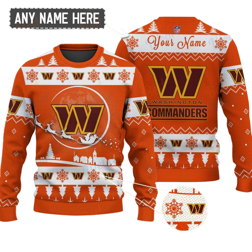 Washington Commanders NFL Ugly Christmas Sweater - Name Customized - Image 2