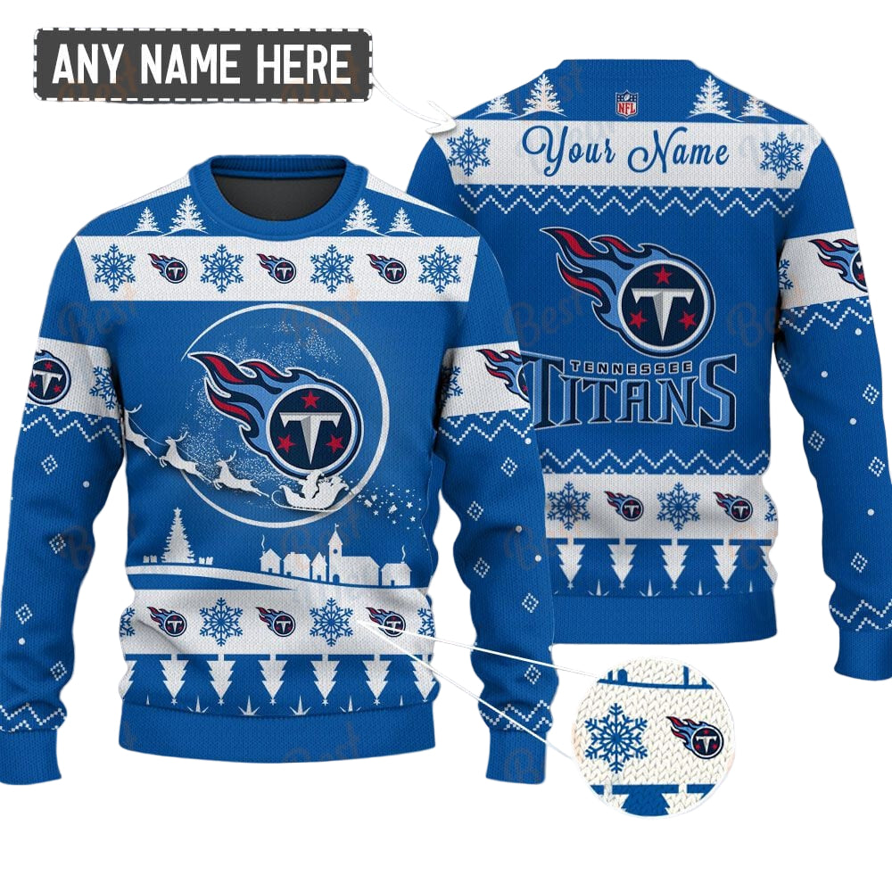 Tennessee Titans NFL Ugly Christmas Sweater - Name Customized