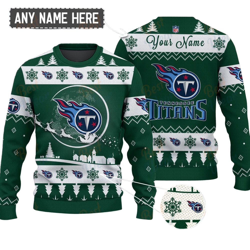 Tennessee Titans NFL Ugly Christmas Sweater - Name Customized - Image 2