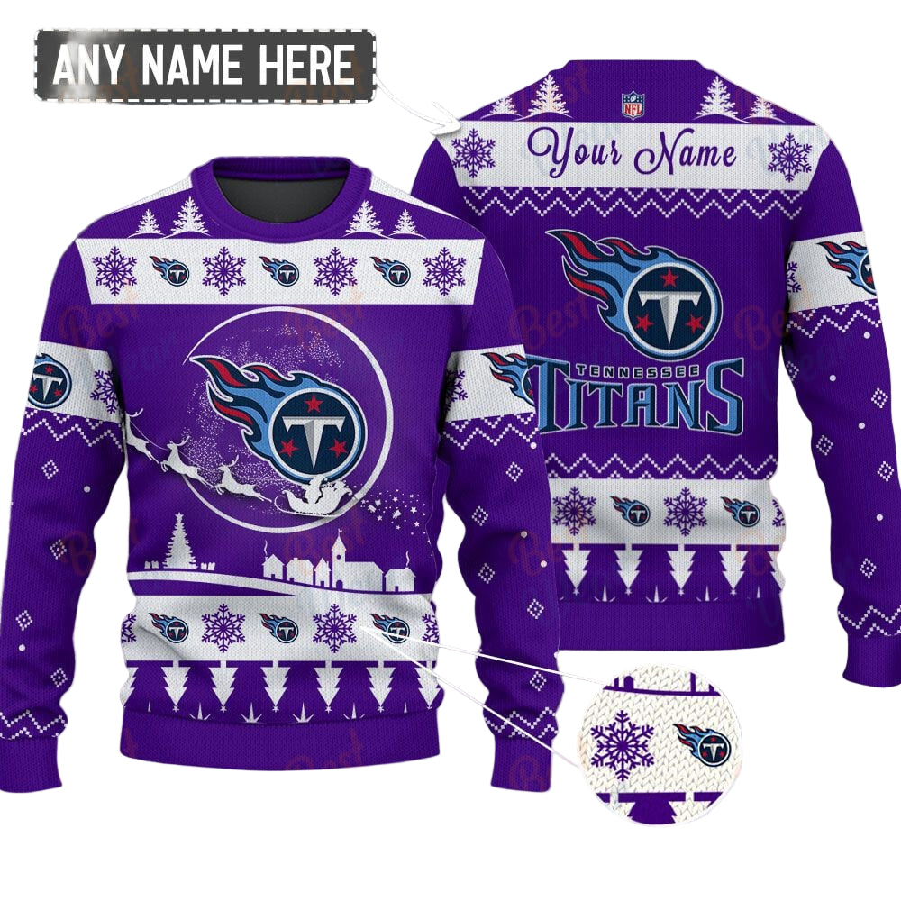 Tennessee Titans NFL Ugly Christmas Sweater - Name Customized