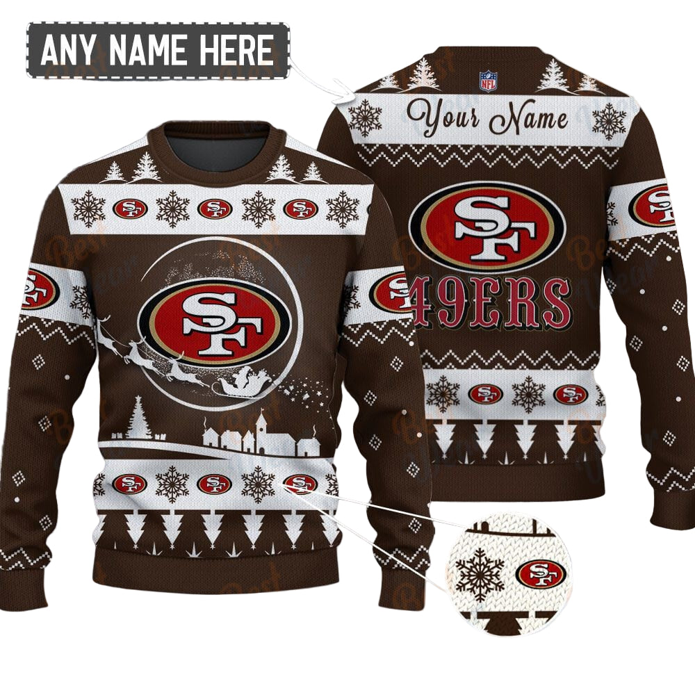 San Francisco 49ers NFL Ugly Christmas Sweater - Name Customized - Image 2