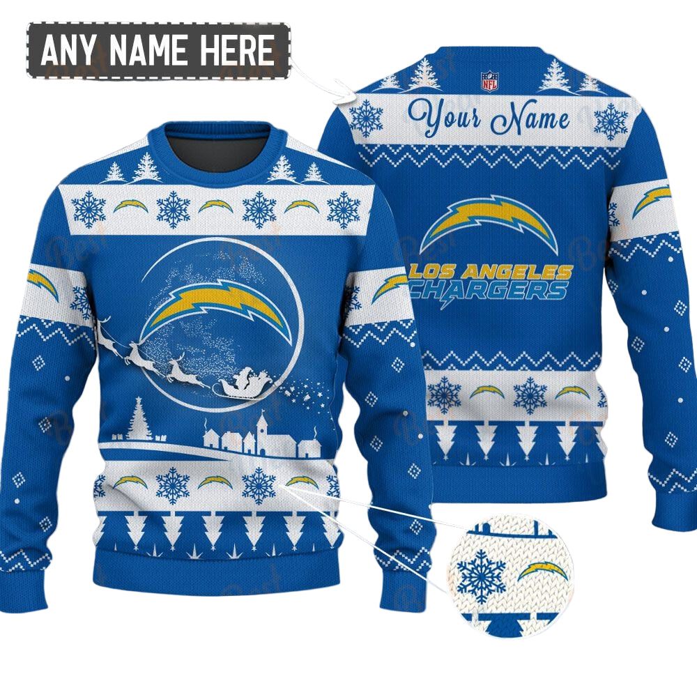 Los Angeles Chargers NFL Ugly Christmas Sweater - Name Customized