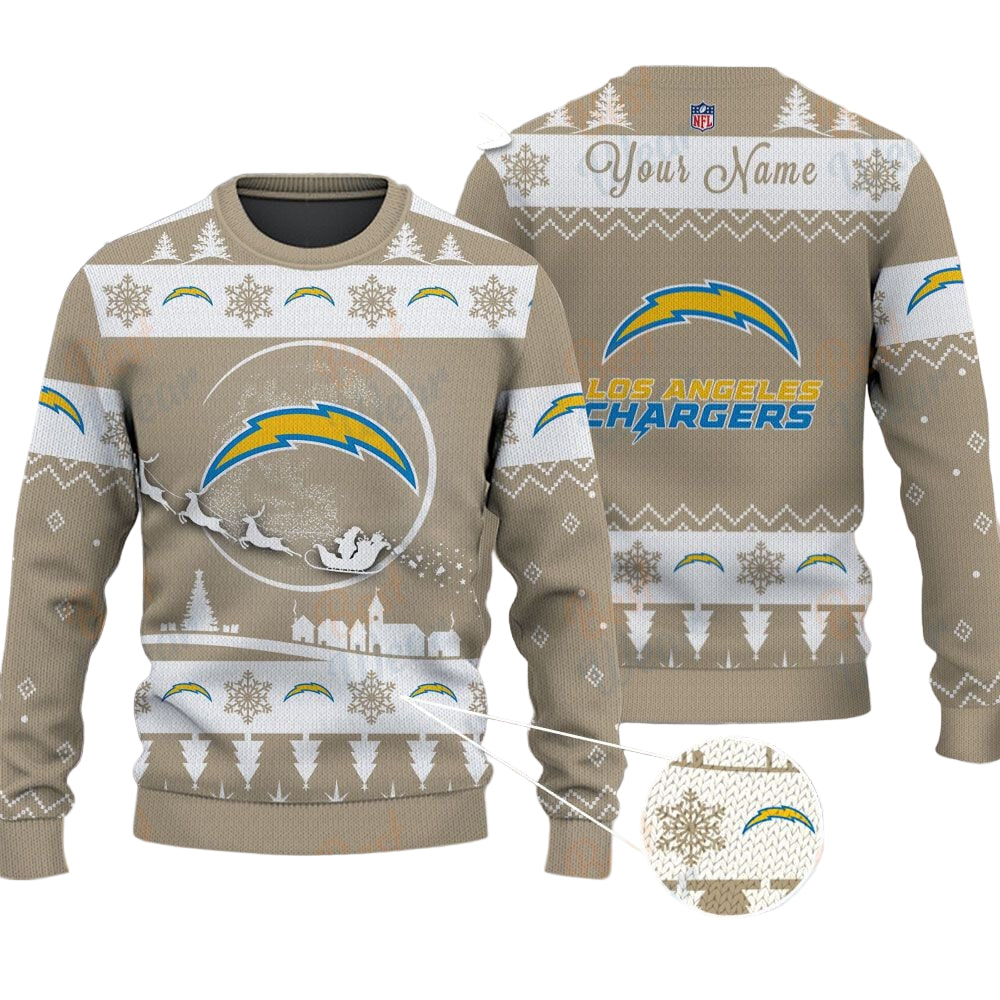 Los Angeles Chargers NFL Ugly Christmas Sweater - Name Customized