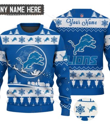 Detroit Lions NFL Ugly Christmas Sweater - Name Customized