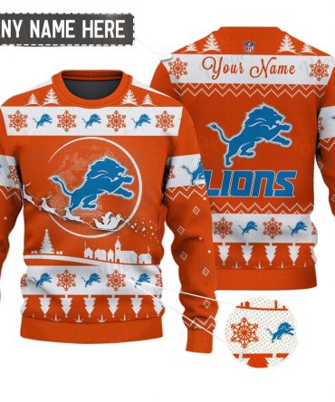 Detroit Lions NFL Ugly Christmas Sweater - Name Customized