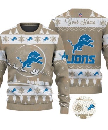 Detroit Lions NFL Ugly Christmas Sweater - Name Customized
