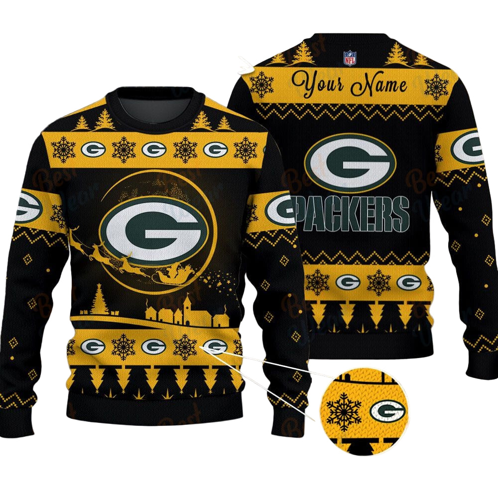 Green Bay Packers NFL Ugly Christmas Sweater - Name Customized