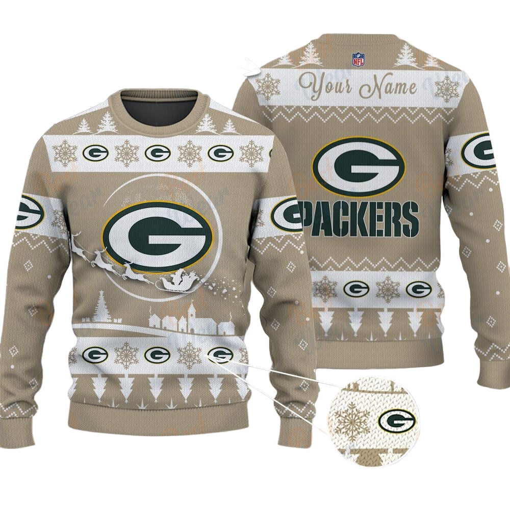 Green Bay Packers NFL Ugly Christmas Sweater - Name Customized