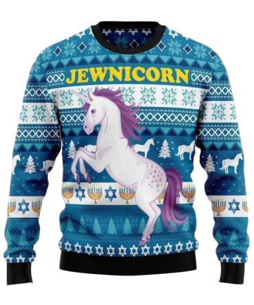 Lovely Purple Unicorn Jewnicorn Gift For Christmas Ugly Christmas Sweater