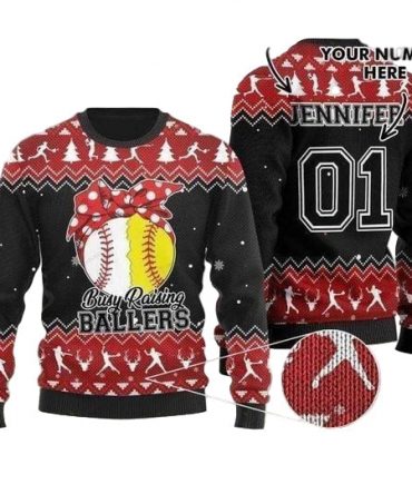 Merry Xmas With Special Pattern Baseball Personalized Custom Name And Number Christmas Sweater