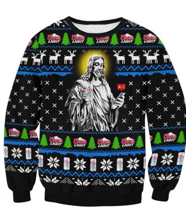 Coors Light Jesus Ugly Christmas Sweater Gift For Christmas Party Ugly Christmas Sweater